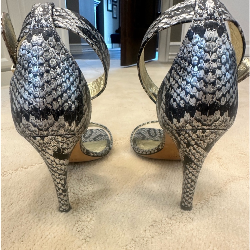 Celine Ankle Strap Python Snake Skin Silver And B… - image 7